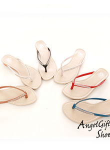 《AngelGift》MIT經典鑲鑽人字夾腳涼拖鞋 (共六色)