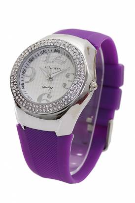 Bethoven 夢幻巨星 奢華晶鑽腕錶 (紫)