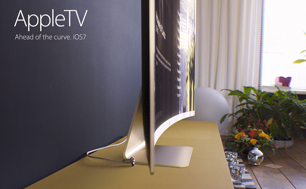 超炫“Apple iTV”設計: 彎曲闊螢幕, iOS 7電視系統