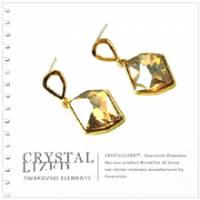 新光飾品‧金色魅影菱形水晶耳環 EH88081