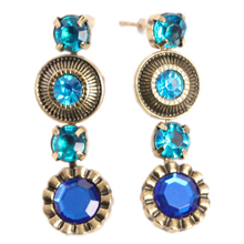 《A+ accessories》 時尚藍調-寶石串聯耳環(藍)