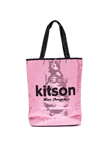 《kitson》LOGO亮片托特包(長型) PINK / BLACK