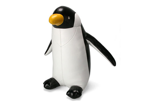 Zuny皮革動物造型擺飾書檔-企鵝(黑白色)