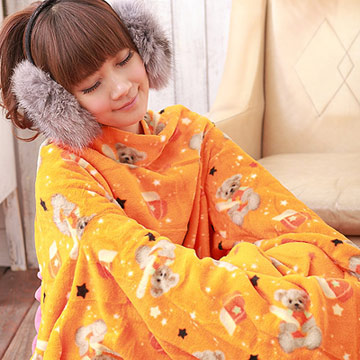 【床之戀】超值3入台灣精製-美式超舒柔多用途加大保暖袖毯/冷氣毯-橘