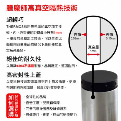 THERMOS膳魔師 素面不鏽鋼真空專利彈蓋隨手保溫杯瓶500ml-霧面咖