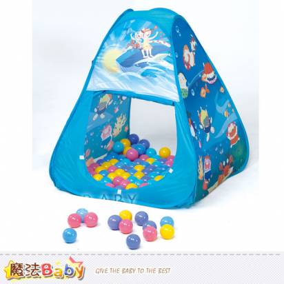 魔法Baby~親親安全玩具~三角帳篷~100球(彩盒裝)~兒童遊戲器材~dcbh01