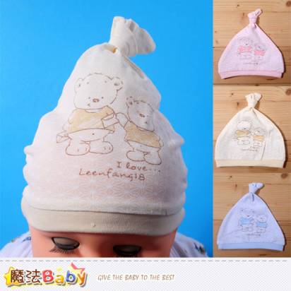 嬰兒帽~初生寶寶薄款單結帽(藍.黃.粉)~嬰幼兒用品~魔法Baby~k35384