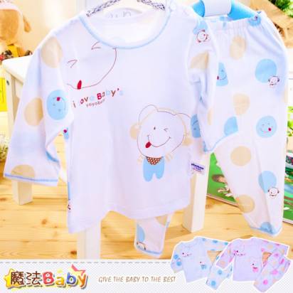 嬰幼兒居家套裝 百貨專櫃正品薄長袖舒柔套裝 睡衣(藍.粉) 魔法Baby~k35711