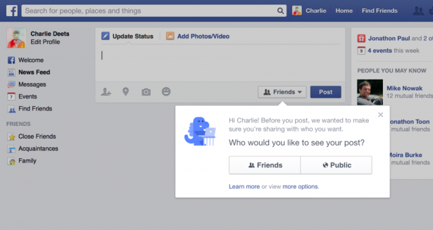 Facebook 修改狀態更新功能, 終於注重我們的私隱?