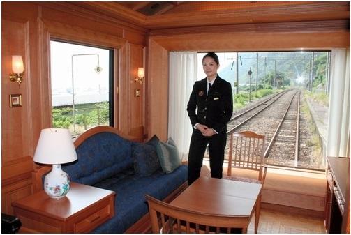 高檔郵輪列車，落地窗讓你躺著也可以看遍美景；延途繞行讓你坐著就玩遍九州