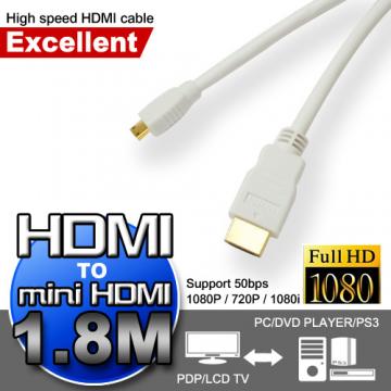 超高畫質HDMI對miniHDMI極速傳輸線(1.8M)