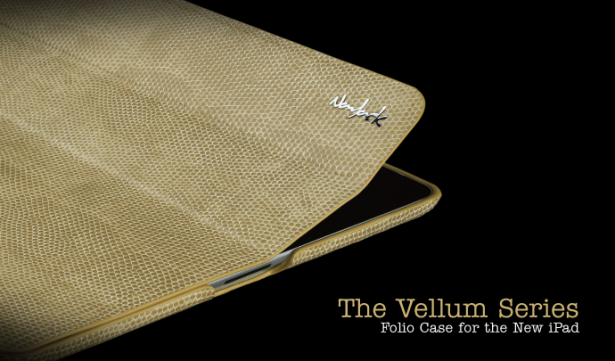 New iPad-Vellum-蜥蜴皮紋對開皮套-碳黑色