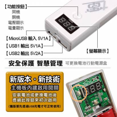 七電18650高效能二節行動電源盒(空盒)