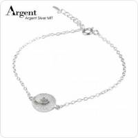 【ARGENT銀飾】微鑲鉑銀閃亮系列「晶鑽漩渦 白K金 」純銀手鍊