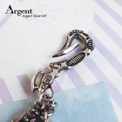 【ARGENT銀飾】配件系列「魚拓骷髏」純銀鑰匙圈(染黑款)