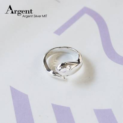 【ARGENT銀飾】動物系列「蛇」純銀戒指(白鑽)
