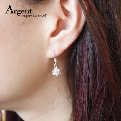  【ARGENT銀飾】晶鑽系列「雪晶花漾」 純銀耳環