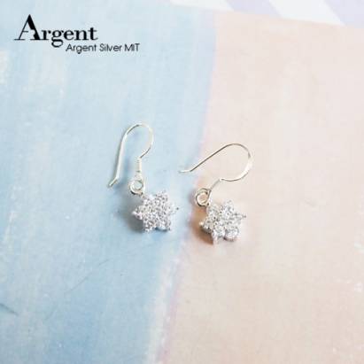  【ARGENT銀飾】晶鑽系列「雪晶花漾」 純銀耳環