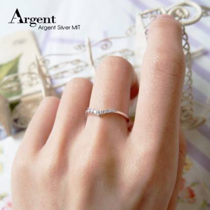 【ARGENT銀飾】微鑲鉑銀閃亮系列「深愛(白K金)」純銀戒指