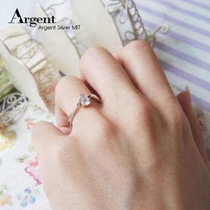 【ARGENT銀飾】微鑲鉑銀閃亮系列「約定(白K金)」純銀戒指
