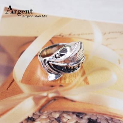 【ARGENT銀飾】動物系列「銀鯊」 純銀戒指(染黑款)