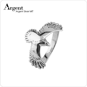 【ARGENT銀飾】動物系列「展翅老鷹」純銀戒指(染黑款)