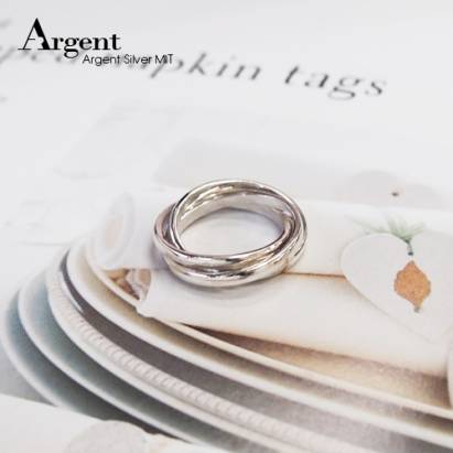 【ARGENT銀飾】造型系列「三環戒(女版)(無刻字)」純銀戒指