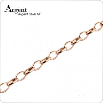 【ARGENT銀飾】隨意扣系列「馬眼鍊(3mm)(純銀電鍍玫瑰金)」純銀手鍊