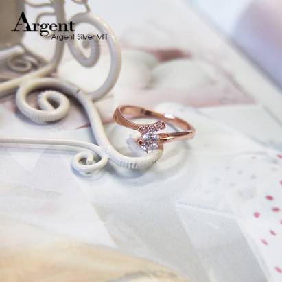 【ARGENT銀飾】微鑲鉑銀閃亮系列「約定(玫瑰金)」純銀戒指