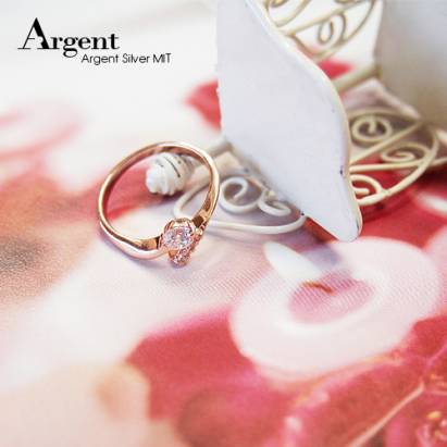 【ARGENT銀飾】微鑲鉑銀閃亮系列「約定(玫瑰金)」純銀戒指