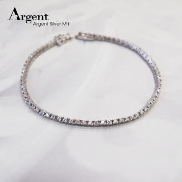 【ARGENT銀飾】單鍊系列「晶鑽方鍊(白K金)」純銀手鍊