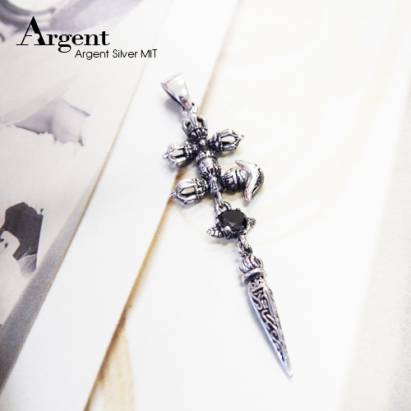 【ARGENT銀飾】潮流系列「錐(黑鑽)」 純銀項鍊 (染黑款)