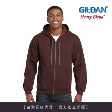 GILDAN 總代理-100%美國棉 素面經典復古連帽拉鏈外套-274C赤褐色