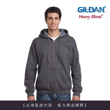 GILDAN 總代理-100%美國棉 素面經典復古連帽拉鏈外套-276C粗花呢色