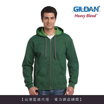 GILDAN 總代理-100%美國棉 素面經典復古連帽拉鏈外套-277C草坪綠