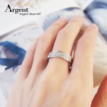 【ARGENT銀飾精品】K白金真鑽系列－男戒「真愛滿溢(R02男.寬版)」14K金戒指 54顆鑽 Diamond 結婚戒指