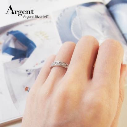 【ARGENT銀飾精品】K白金真鑽系列－女戒「真愛滿溢(R02女.細版)」14K金戒指 36顆鑽 Diamond 結婚戒指