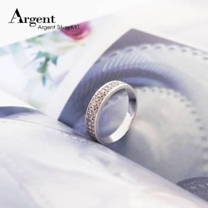 【ARGENT銀飾精品】K白金真鑽系列－女戒「真愛滿溢(R02女.細版)」14K金戒指 36顆鑽 Diamond 結婚戒指