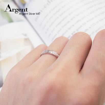 【ARGENT銀飾精品】K白金真鑽系列－女戒「真情守護(R29女.細版)」14K金戒指單鑽+22顆排鑽顆鑽 Diamond 結婚戒指