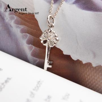 【ARGENT銀飾】鑰匙系列「優雅花鑰」純銀項鍊(無染黑款)(單條價)