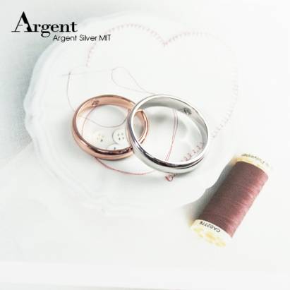 【ARGENT銀飾】情人對戒系列「藏鑽(白K金+玫瑰金)」純銀戒指(一對價)(版寬4mm+3mm)