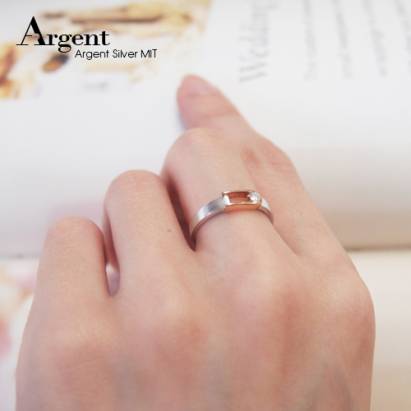 【ARGENT銀飾精品】K白金真鑽系列－女戒「情愛戀框(R55女.細版)」14K金戒指 雙色單鑽 Diamond 結婚戒指
