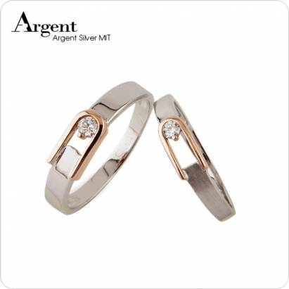 【ARGENT銀飾精品】K白金真鑽系列－男女對戒－「情愛戀框(R55寬+細版)」14K金戒指(一對價) 求婚訂婚結婚戒指