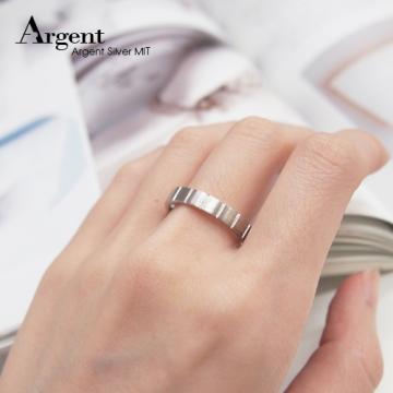 【ARGENT銀飾精品】K白金真鑽系列－男戒「真愛自由(R36男.寬版)」14K金戒指素面造型 結婚訂婚求婚戒指