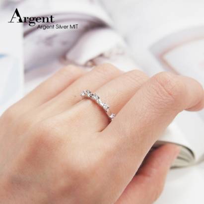 【ARGENT銀飾精品】K白金真鑽系列－女戒「真愛自由(R36女.細版)」14K金戒指 5顆鑽 Diamond 結婚戒指