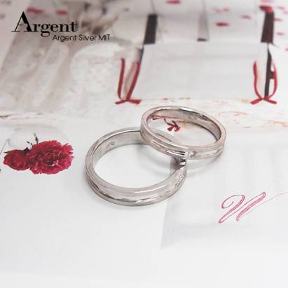 【ARGENT銀飾精品】K白金真鑽系列－男女對戒－「純潔愛戀(R47寬+細版)」14K金戒指(一對價) 求婚訂婚結婚戒指