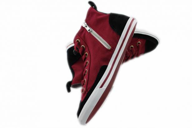 2014春夏新款 Burnetie男款 牛皮革高筒帆布鞋(紅色)