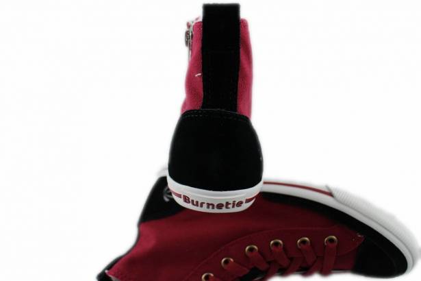 2014春夏新款 Burnetie女款 牛皮革高筒帆布鞋(紅色)