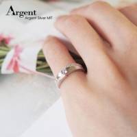【ARGENT銀飾精品】K白金真鑽系列－女戒「平行之愛 R04女.細版 」14K金戒指單鑽+28顆鑽
