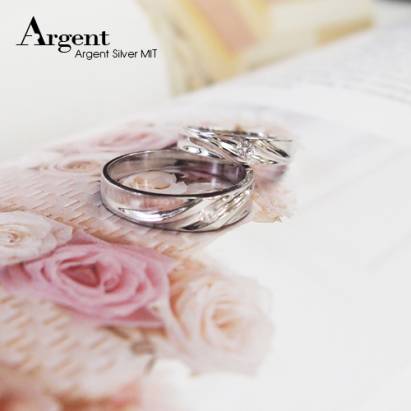 【ARGENT銀飾精品】K白金真鑽系列－男女對戒－「縈繞愛戀(R40寬+細版)」14K金戒指(一對價) 求婚訂婚結婚戒指